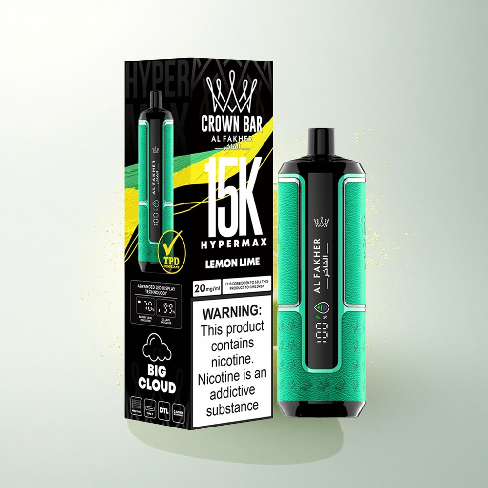 Al Fakher Crown Bar 15K Hypermax Citrom Lime Típus-C Port
