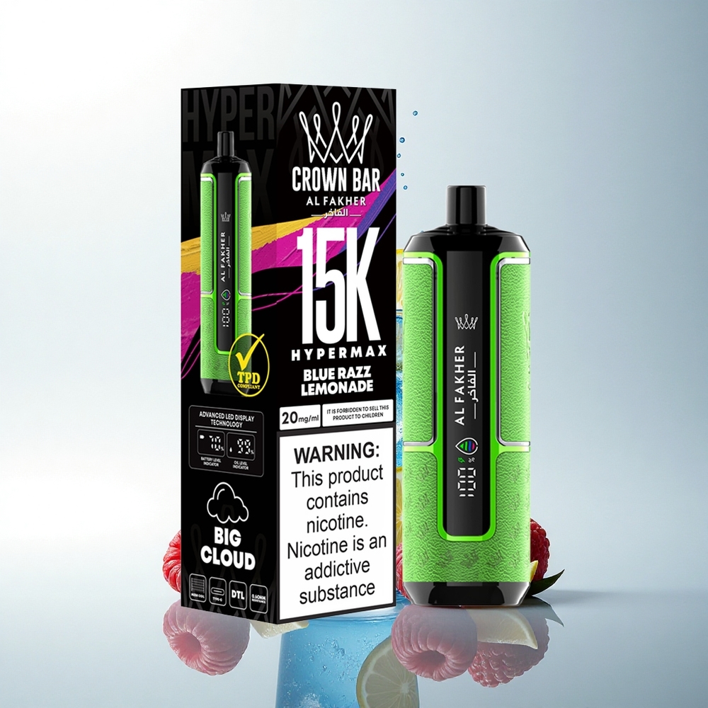 Al Fakher Crown Bar 15K Hypermax Kék Málna Limonádé 22ml Típus-C