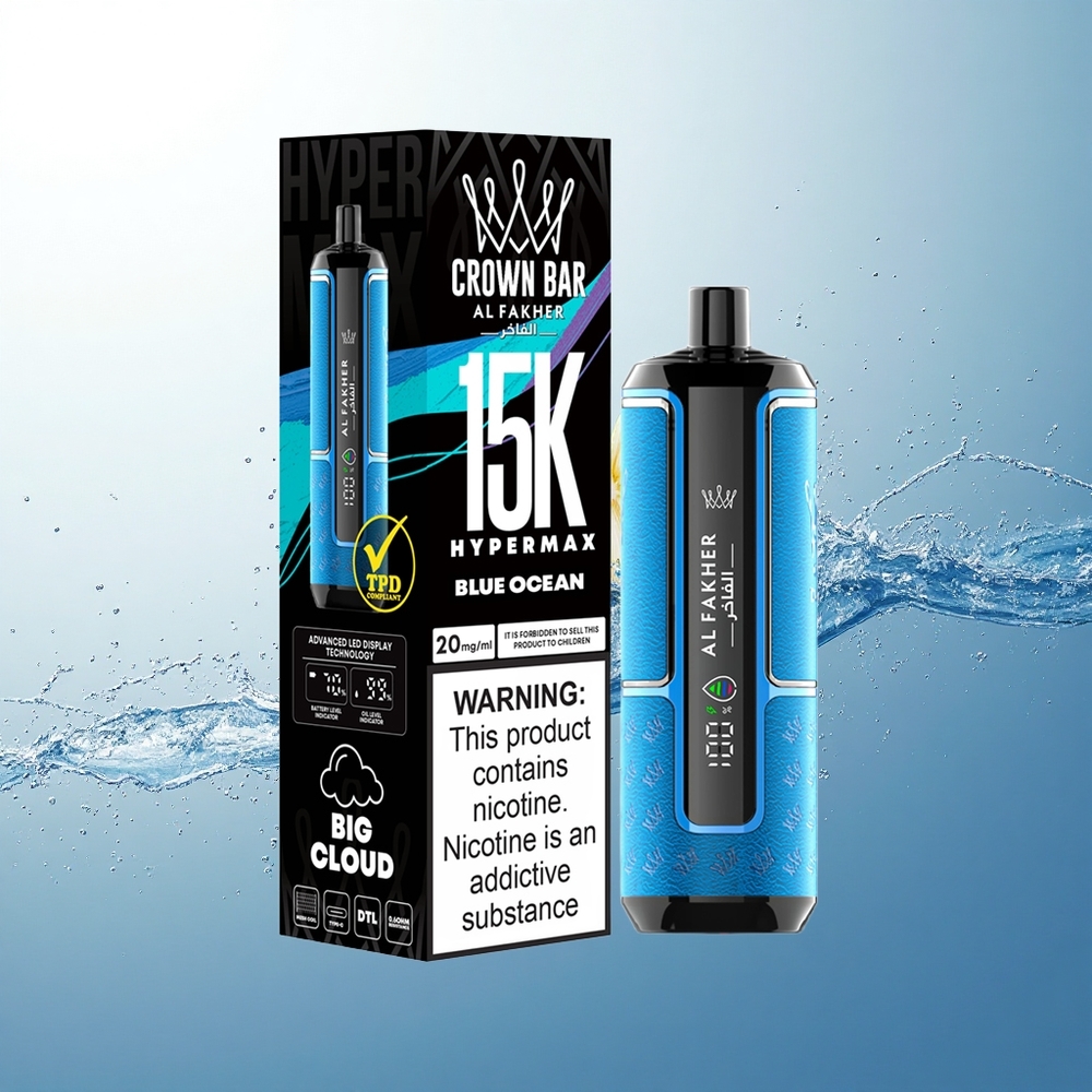 Al Fakher Crown Bar 15K Hypermax Kék Óceán 22ml Típus-C Kompakt