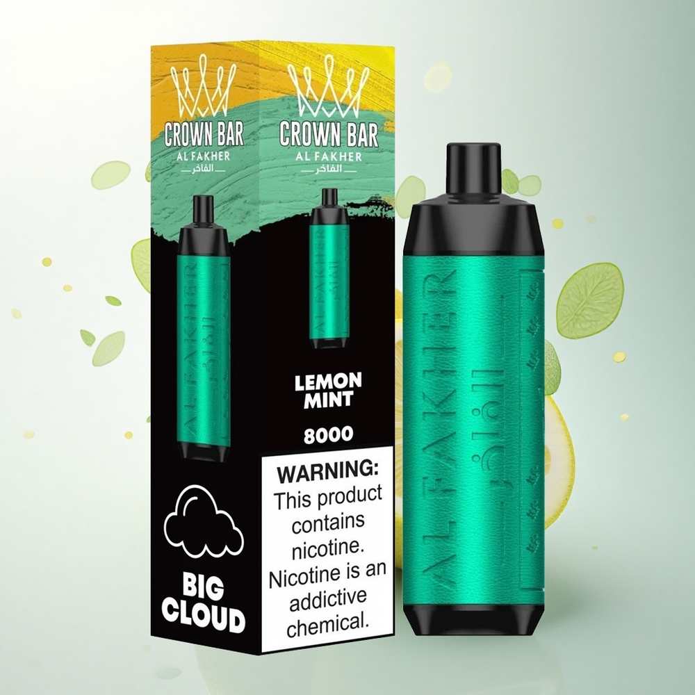 Al Fakher Crown Bar 8000 Crystal Citrom Menta Kristály USB-C Töltés