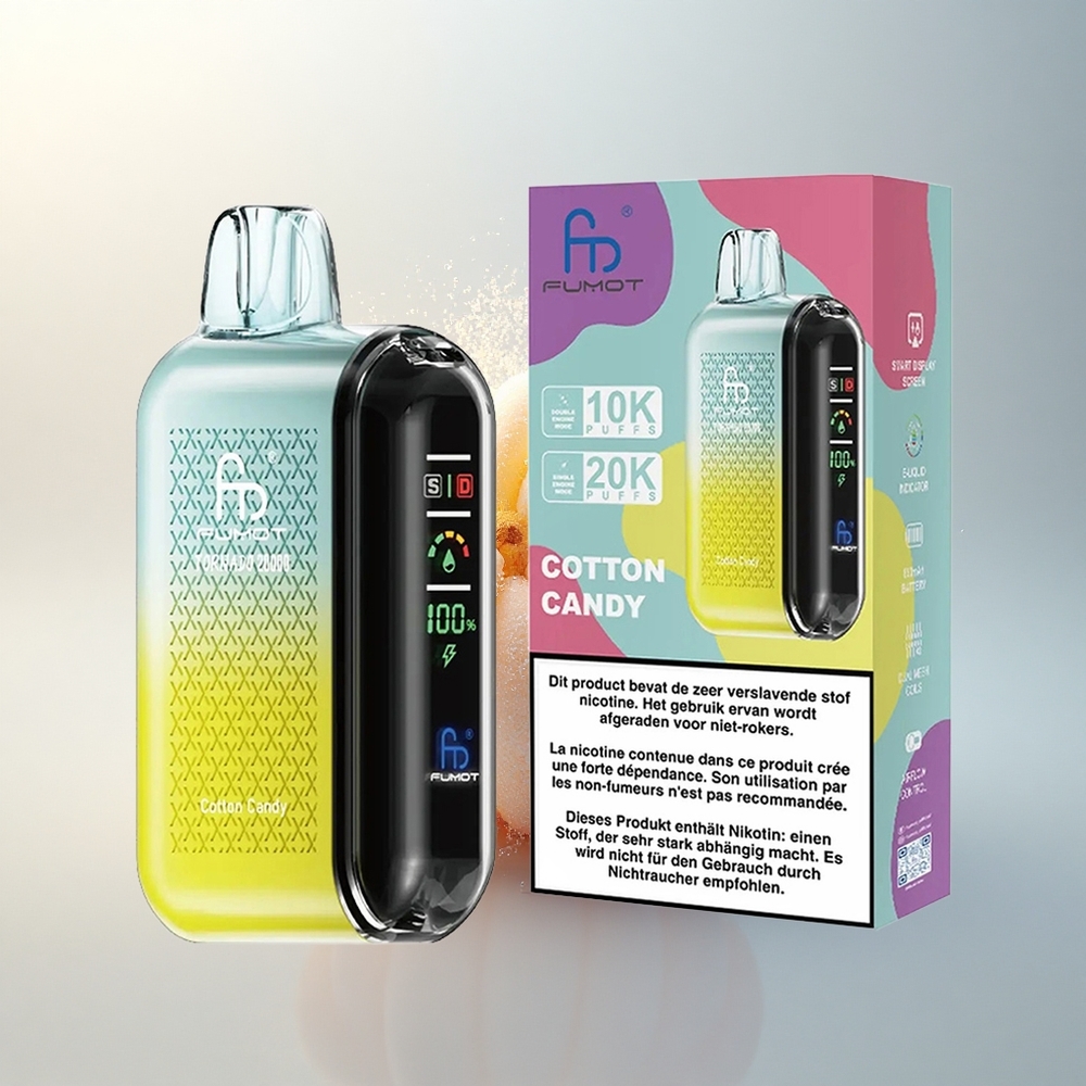 Fumot Tornado 20000 Puffs Bársonycukor Dupla Hálószívó Intelligens Kijelző