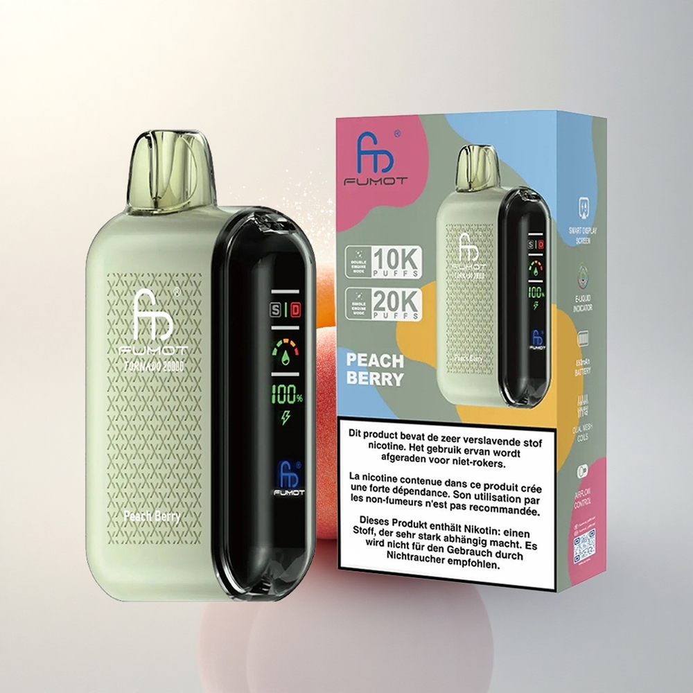Fumot Tornado 20000 Puffs Barack Bogyó Dupla Háló Okos Kijelző