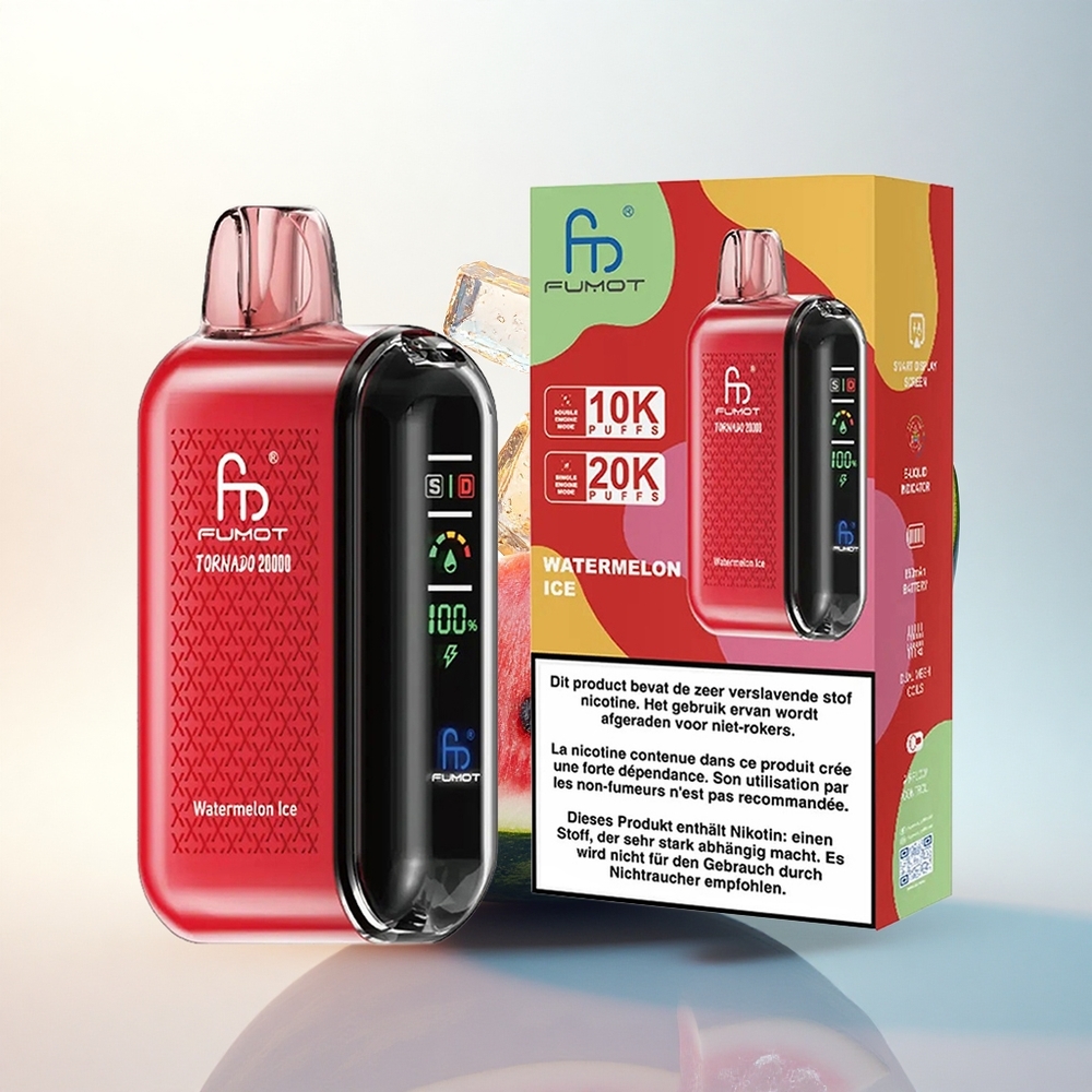 Fumot Tornado 20000 Puffs Görögdinnye Jég Dual Mesh Coil Smart Display