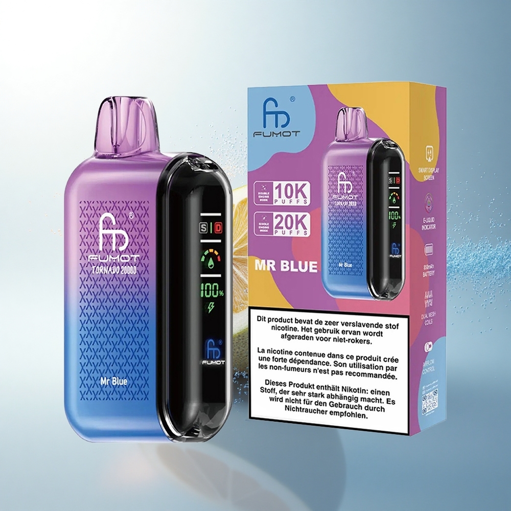 Fumot Tornado 20000 Puffs Kék Úr Dupla Háló Intelligens Kijelző