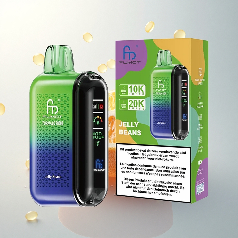 Fumot Tornado 20000 Puffs Méz Bab Dual Mesh Coil Smart Kijelző