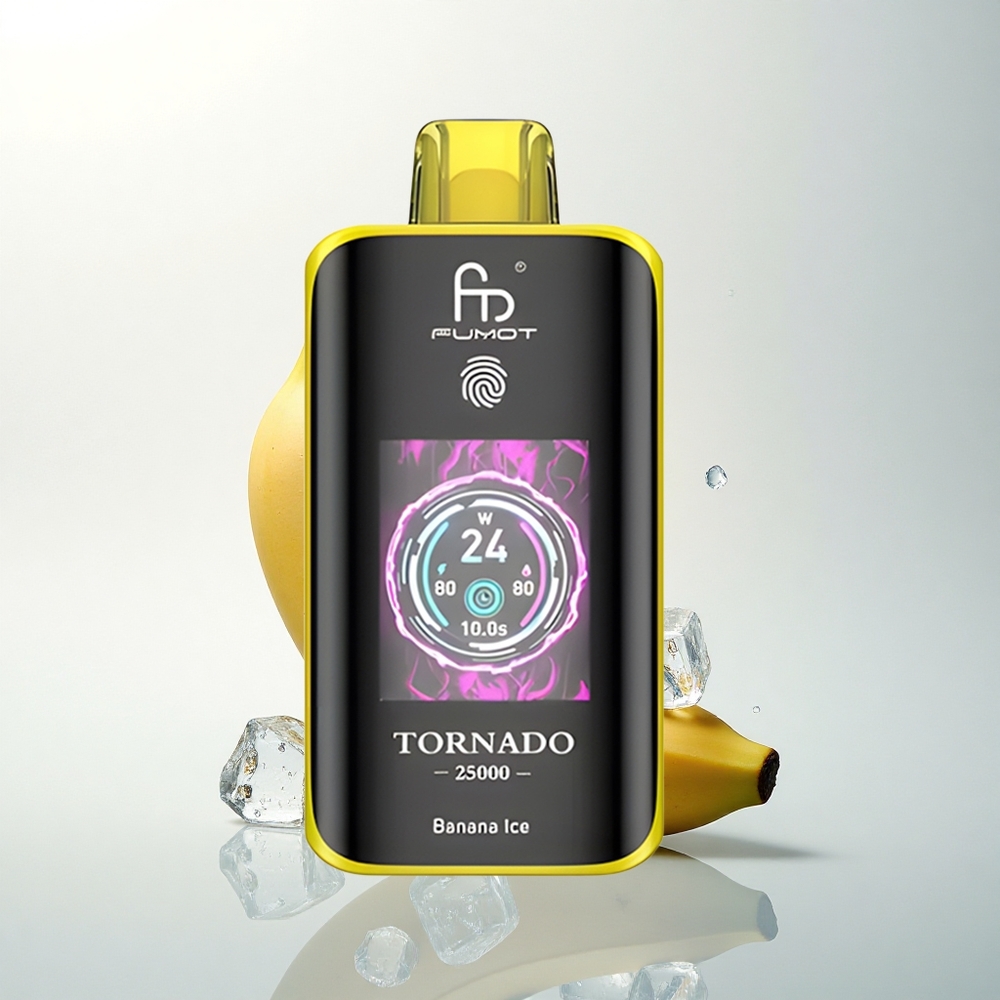 Fumot Tornado 25000 Puffs Banana Jég HD Kijelzős 700mAh Type-C