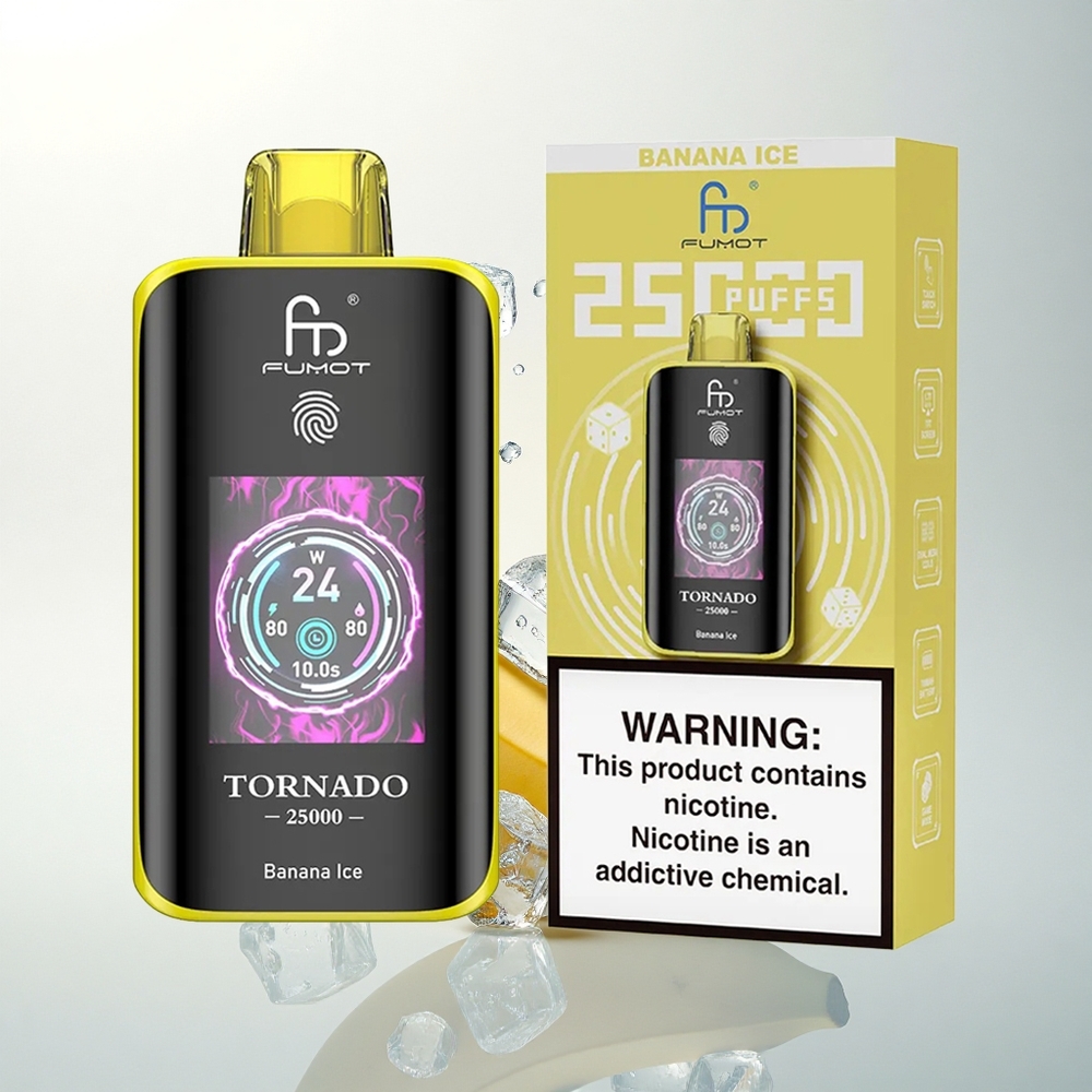 Fumot Tornado 25000 Puffs Banana Jég HD Kijelzős 700mAh Type-C