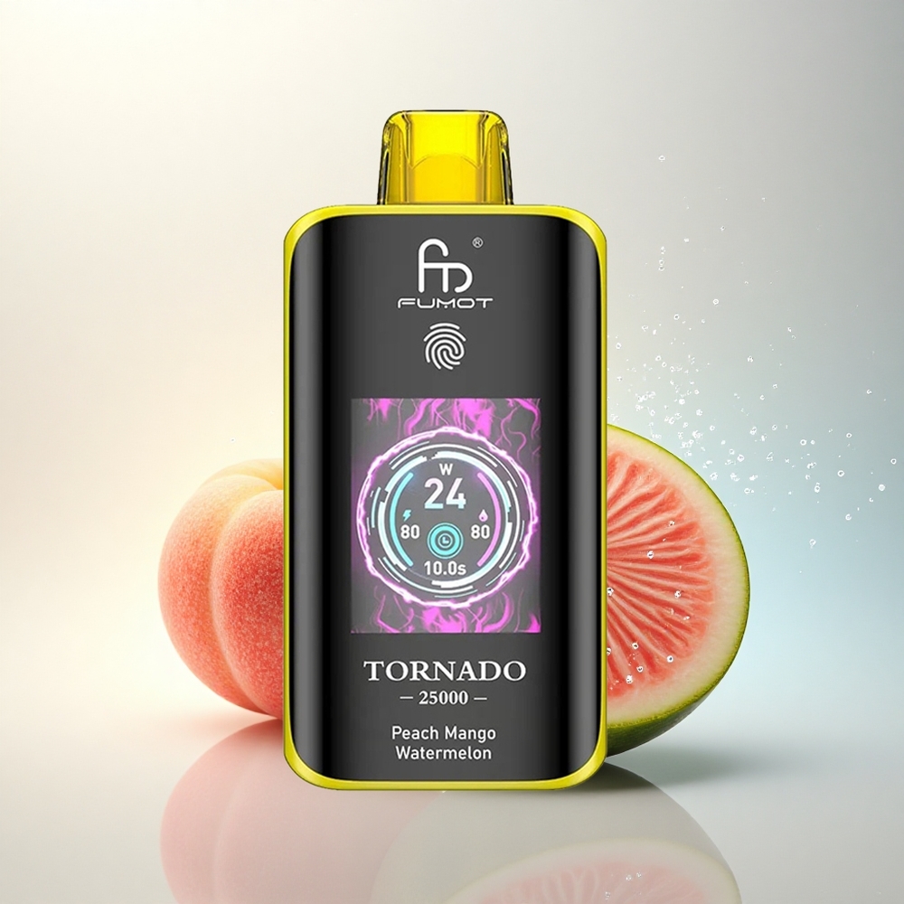 Fumot Tornado 25000 Puffs Barack Mangó Görögdinnye HD Kijelző 700mAh Tölthető Akku