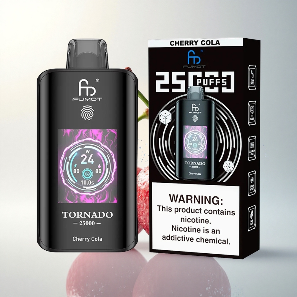 Fumot Tornado 25000 Puffs Cseresznye Kóla HD Képernyő 700mAh