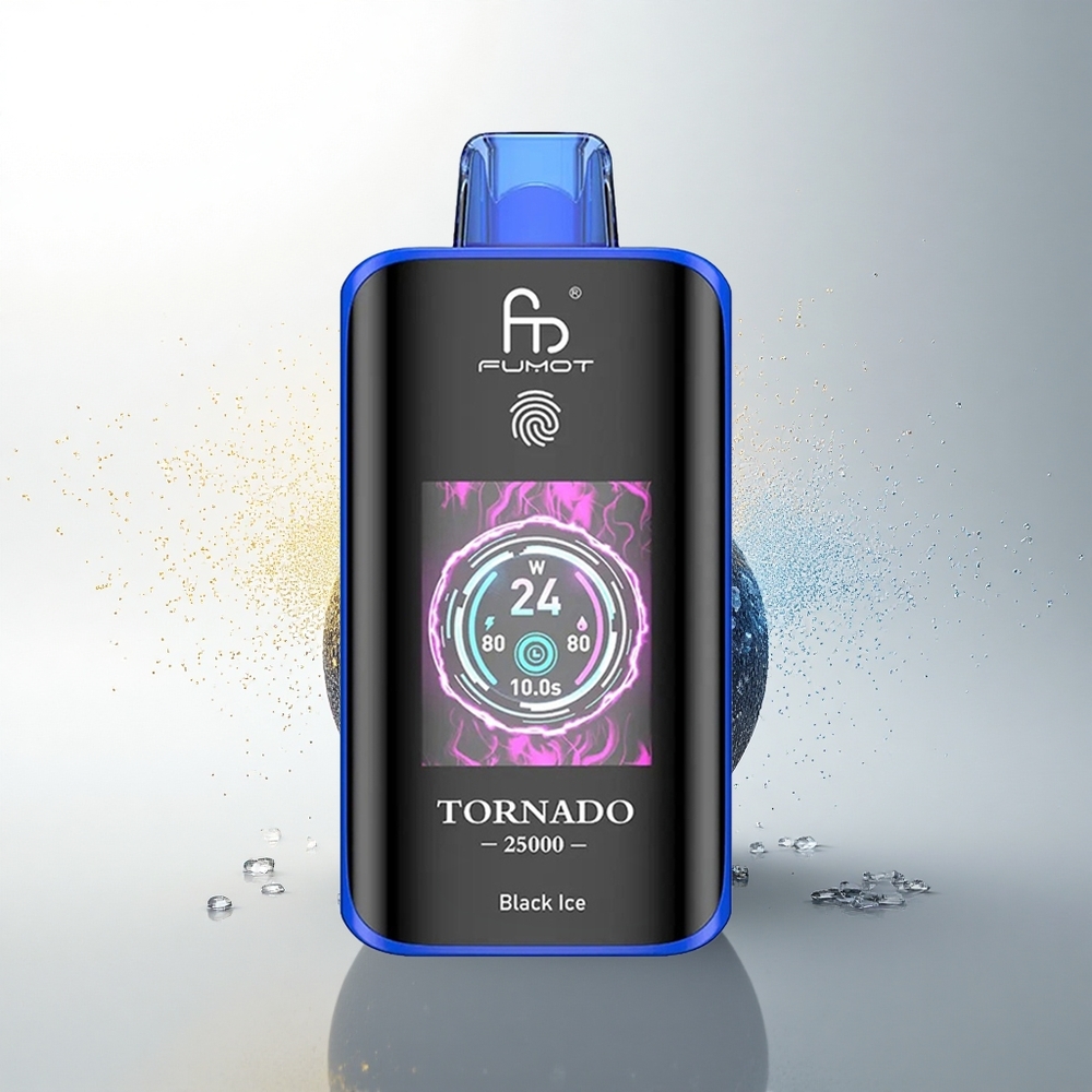 Fumot Tornado 25000 Puffs Fekete Jég HD Képernyős 700mAh Típus-C