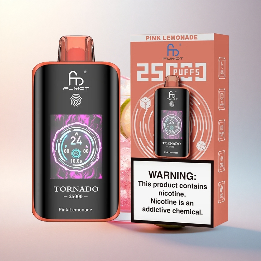 Fumot Tornado 25000 Puffs Rózsamézes Citromlé HD Kijelzős 700mAh