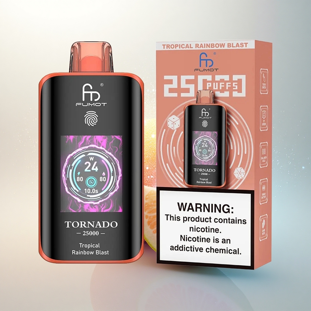 Fumot Tornado 25000 Puffs Trópusi Szivárvány Robbanás HD Képernyős 700mAh-típusú