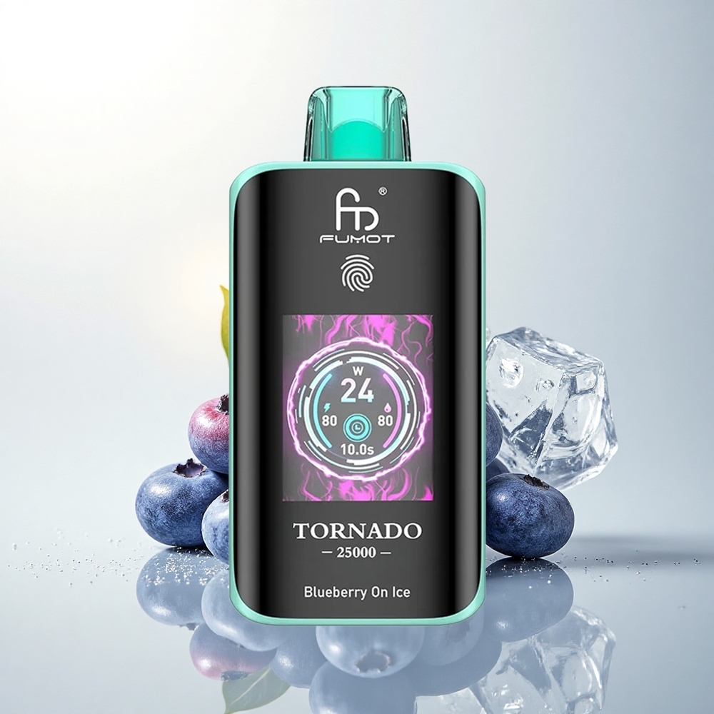Fumot Tornado 25000 Puffs Áfonya Jégen HD Kijelző 20ml Töltet