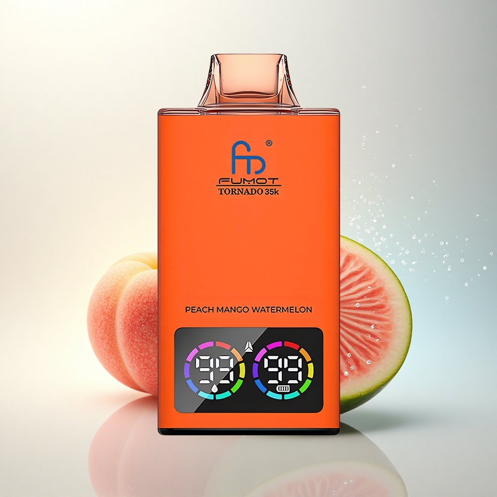 Fumot Tornado 35000 Puffs Barack Mango Görögdinnye Kettős Rács Tekercs és USB-C
