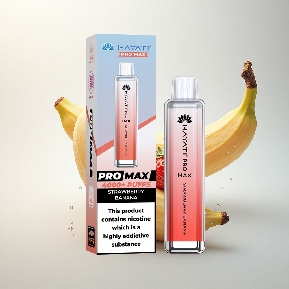 Hayati Pro Max 4000 Puffs Eper Banán Dual Mesh Coil Crystal