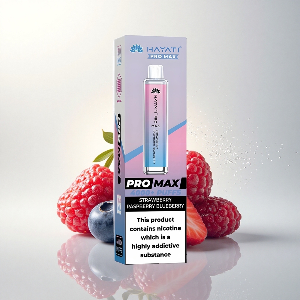 Hayati Pro Max 4000 Puffs Eper Málna Áfonya 5% Nikotin Kettős Mesh Tekercs 1400mAh