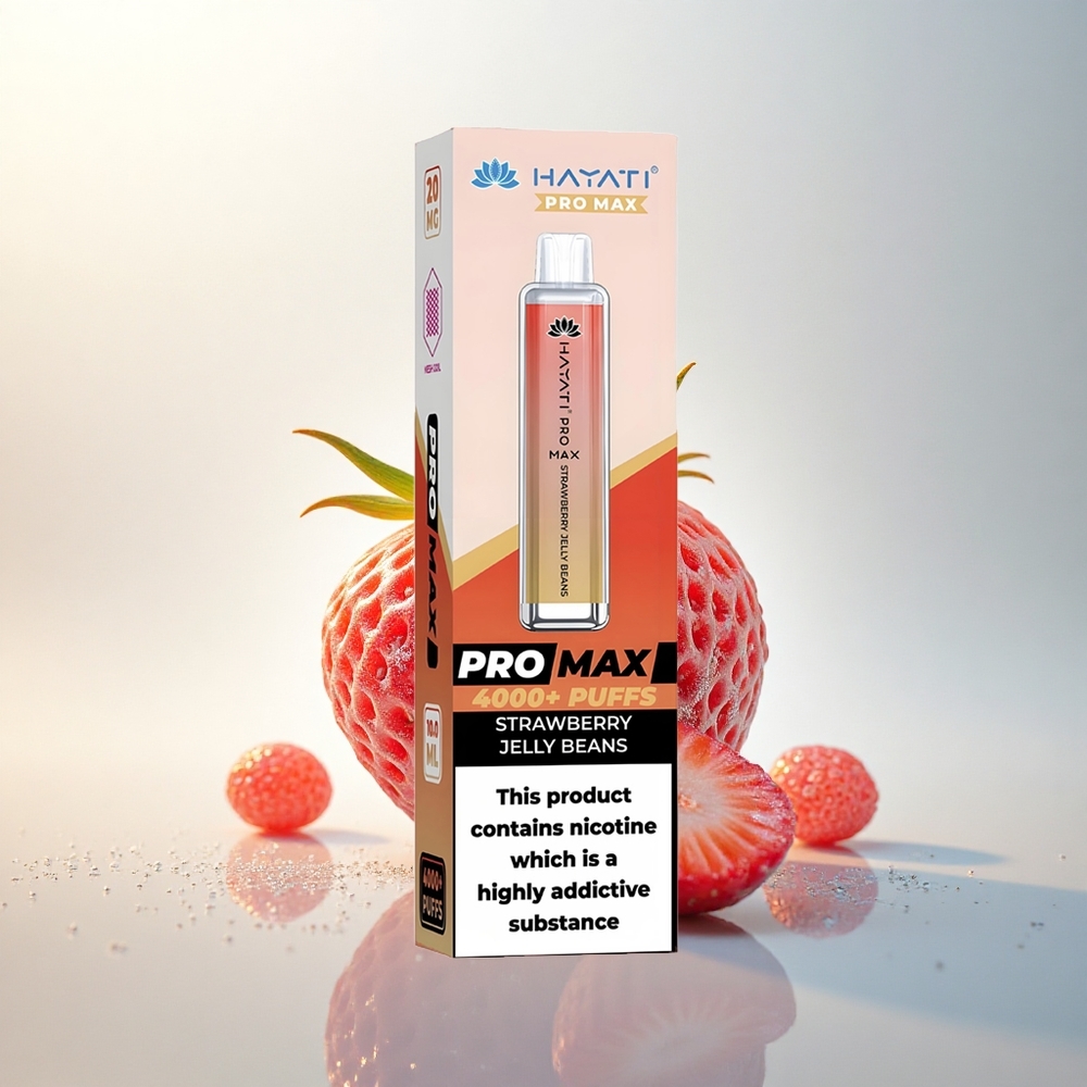 Hayati Pro Max 4000 Puffs Eper Zselébab Kettős 1.1 Ohm Hálótekercs