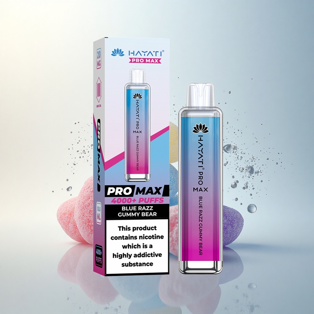 Hayati Pro Max 4000 Puffs Kék Málna Gumimaci Kettős 1.1 Ohm Hálós Tekercs