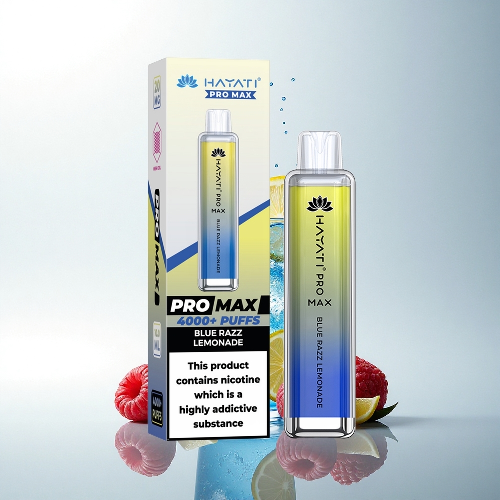 Hayati Pro Max 4000 Puffs Kék Málna Limonádé Kettős Hálós Tekercs 1400mAh