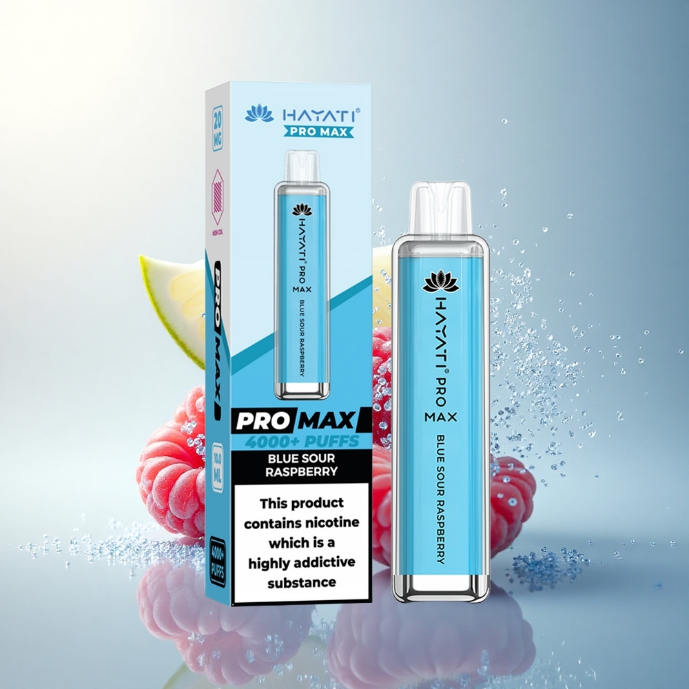 Hayati Pro Max 4000 Puffs Kék Savanyú Málna Dupla Tekercs Kristály