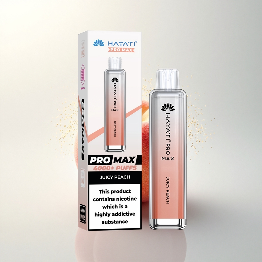 Hayati Pro Max 4000 Puffs Lédús Őszibarack 1400mAh Kettős Tekercs