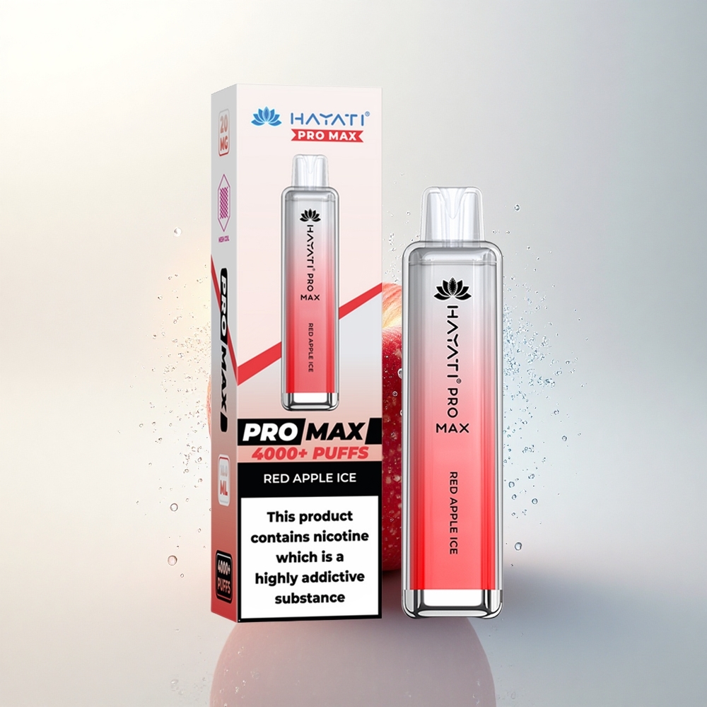 Hayati Pro Max 4000 Puffs Piros Alma Jég 1400mAh Kettős Mesh