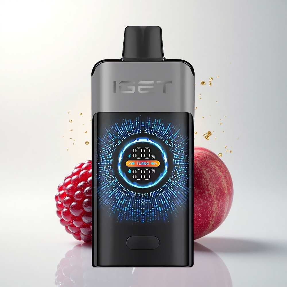 IGET ONE 12000 Puffs Feketeáfonya Cseresznye Gránátalma Kettős Hálós Tekercs Nagy Íves Színes Kijelző