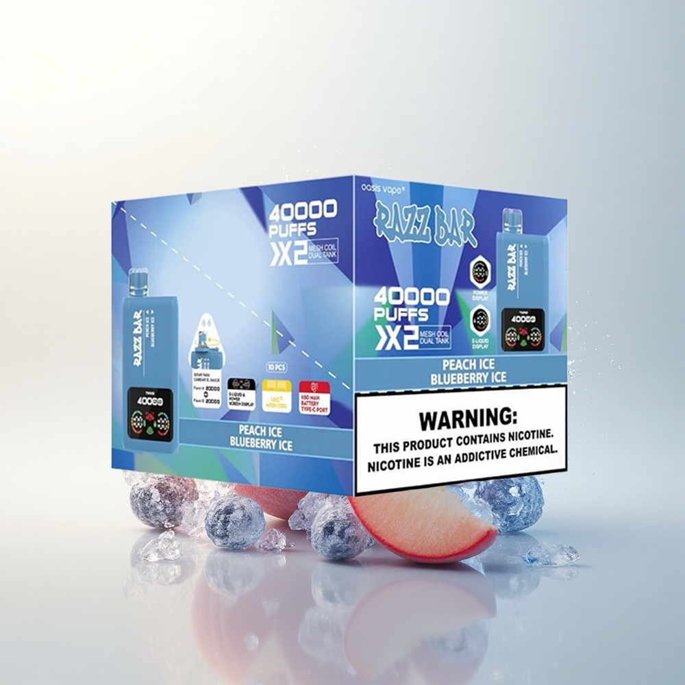 Razz Bar 40000 Puffs Barackjég - Áfonyajég Képernyős Kettős Tekercs