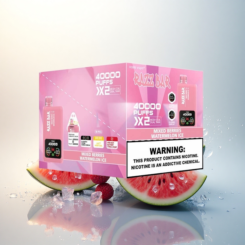 Razz Bar 40000 Puffs Vegyes Bogyós - Görögdinnye Jég Mesh Tekercs 5% Nikotin