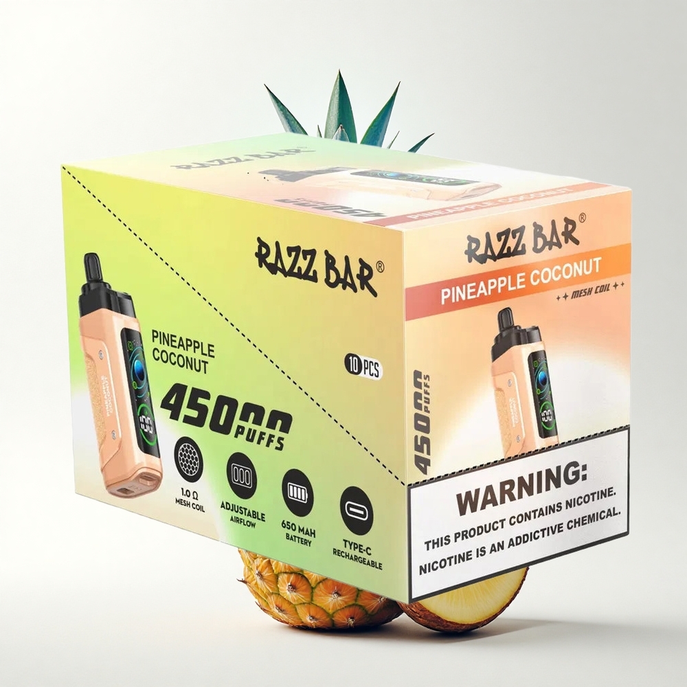 Razz Bar 45000 Puffs Ananász Kókusz Mesh Légáramlás 20 mg/ml
