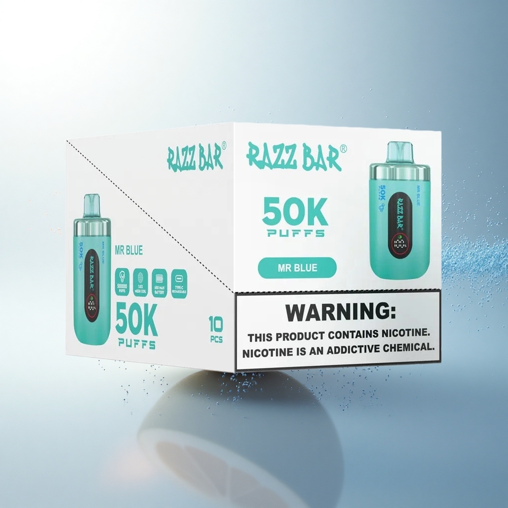 Razz Bar 50K Puffs Kék Úr Típus-C 1.0 Ohm Háló Tekercs