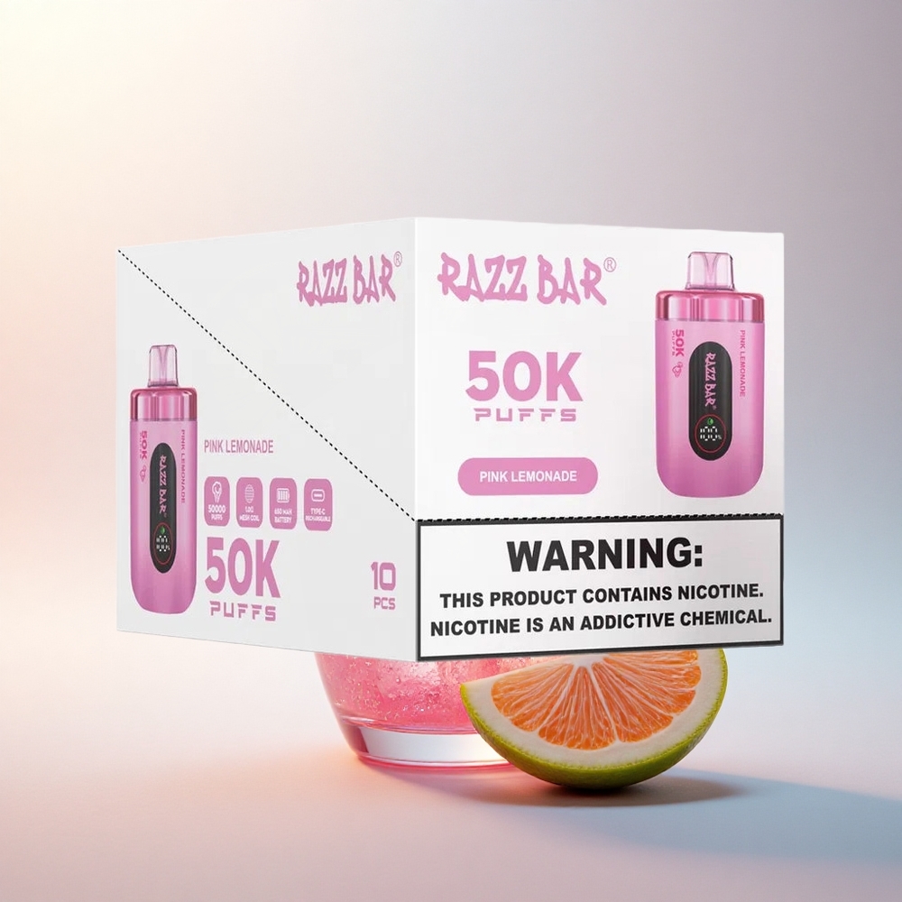 Razz Bar 50K Puffs Rózsa Limonádé Mesh Coil Rechargeable