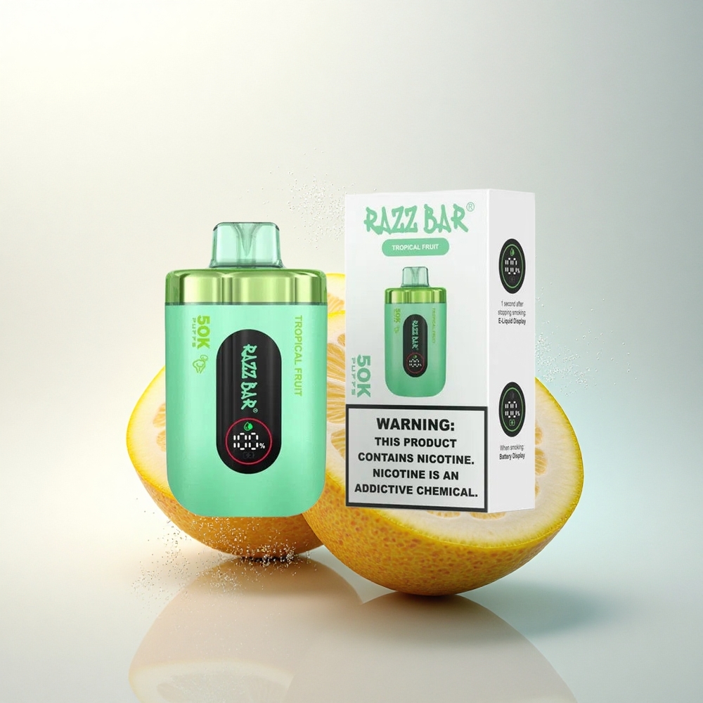 Razz Bar 50K Puffs Tropikus Gyümölcs 1.0 Ohm Mesh Coil 650 Mah