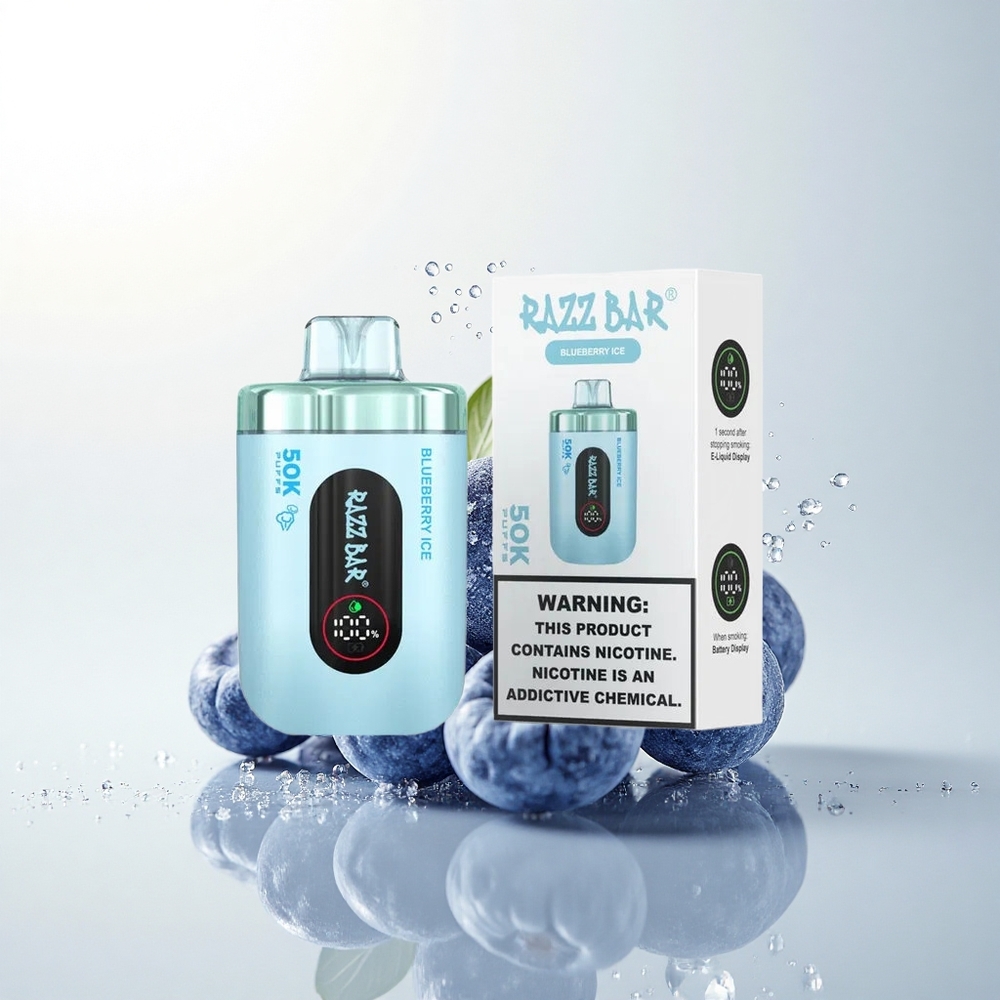 Razz Bar 50K Puffs Áfonya Jég Mesh 1.0 Ohm 650mAh