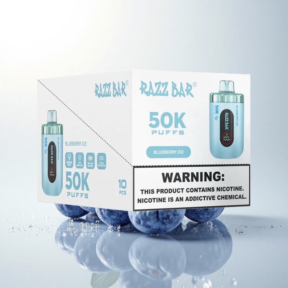 Razz Bar 50K Puffs Áfonya Jég Mesh 1.0 Ohm 650mAh